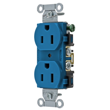 Hubbell Wiring Device-Kellems Straight Blade Receptacle, 5-15R, 15 A, 125V AC, 2 Pole, 3 Wire, Flush Mount, Grounded BR15BL